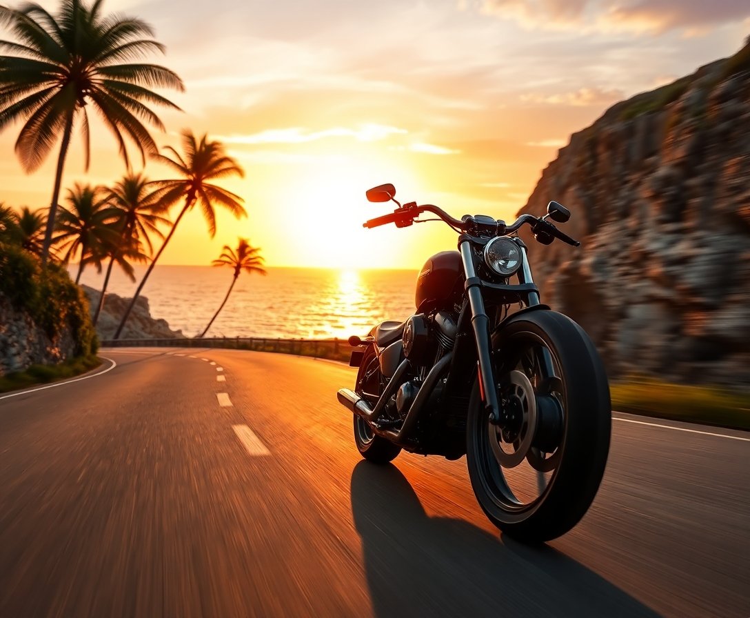 Chopper Motosikletlerle Sahil Yollarında Hız Tutkusu